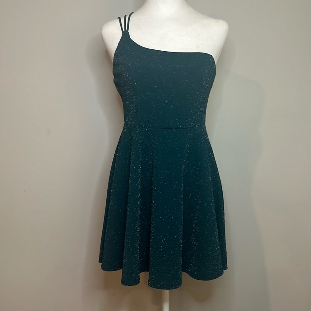 Homecoming/Party A-Line Dress Emerald Green Glitter Size Large